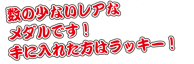 数少ないレアなメダルです。手に入れた方はラッキー！！